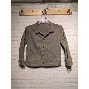 Emberley crop green denim jacket large *